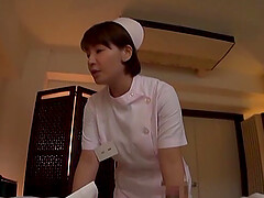 Naughty Asian nurse makes a patient happy by sucking his dick