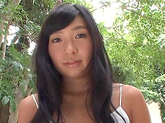 Pretty Japanese chick Nana Ogura with tan lines moans during 3-way