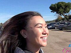 Kimmy Kimm enjoys while getting fingered in the car - POV