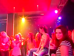 Party slut giving hot blowjob to stripper at an orgy
