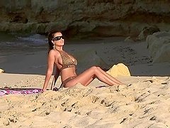 Sexy brunette girl gets fucked at the beach in Portugal