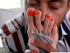 Tattooed Brunette Alex Jones Banged Hard After Worshipping