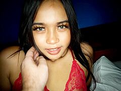 Asian amateur couple in seductive lingerie, passionate POV action with flowing Thai locks