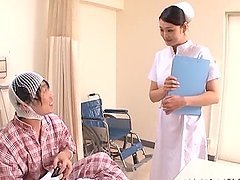 Japanese nurse Akari Asagiri gives a blowjob to her patient