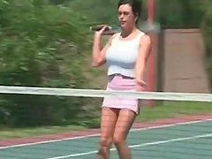 Busty MILF plays tennis and gets fucked doggystyle