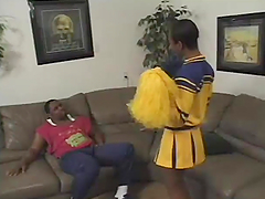 Ebony cheerleader is going for a huge black one