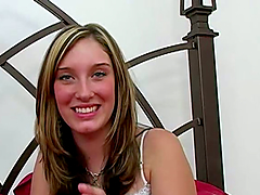 Brown-haired hottie gives a deepthroat blowjob and gets facialed