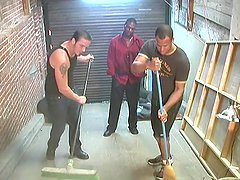 Two White dudes get fucked rough by a muscled Black guy