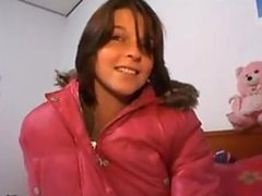 Brunette Teen Gets Her Shaved Pussy Fucked and Her Round Ass Jizzed On