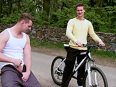 Boyish gay guy getting pounded in a hot outdoor action