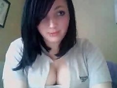 Naturally Busty Amateur Brunette Showing Blowjobing Skills On Webcam