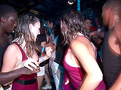 Amateur babes enjoy dancing in interracial college party