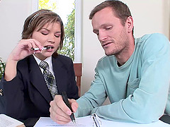 This sexy coed's tutor ends up fucking her brains out