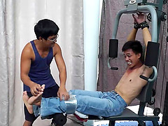 Asian Boy Argie Tickled On The Gym