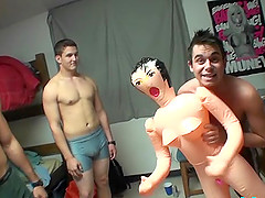 Hot gay twink gets his mouth and anal hole drilled in the dorm