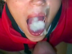 Submissive Teen Swallowing Cum POV
