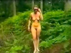Sexy nude chick running around like crazy here