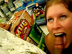 Exciting, blowjob in supermarket