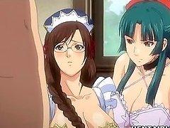 Busty hentai maids group oralsex and facial cumshot