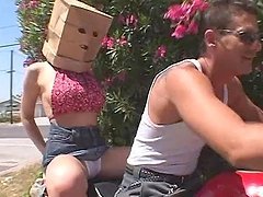 Julie Robbins the sexy girl with a package on her head gets threesomed