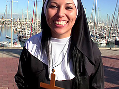 Horny Latina nun pussy fucked and creampied hardcore