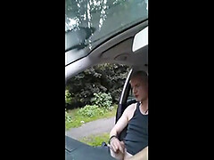 Ugly guy in the car gets lucky caught and blowjob