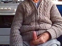 A very hot 73-year-old man from Poland cums in the kitchen
