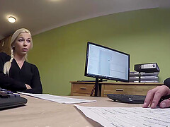 Sex casting is performed in loan office by naughty agent