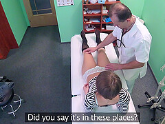 Hidden camera at the doctor's office records skinny patient having sex