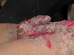Nasty BDSM torture session with candle wax and dick stroking