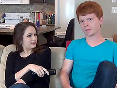 Absolutely delicious brunette teen seduces redhead guy