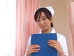 Asian nurse Hina Hanami spreads her legs to ride a large dick