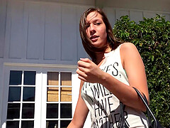 Homemade POV video of cute brunette Molly Manson giving head