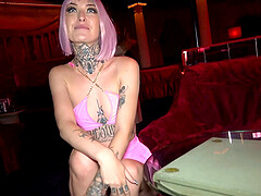 Couple sex with hot Tabitha Poison in a club