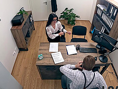 Couple Stanley Johnson and Asandra Dewy in office casting