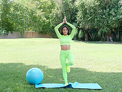 Sporty brunette Vanessa Moon is having fun outdoors in pov style video