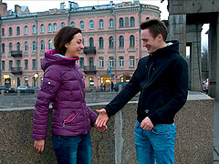 Skinny Russian babe and her teen hottie indulge in an al fresco rendezvous