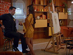 Asian temptress in lacy lingerie seduces Ryan Driller for a steamy night of passion