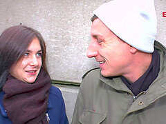 German skinny slut persuaded to cheat on the street -2