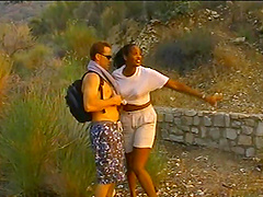 Ebony Sabrina Star gets banged by a White dude outdoors