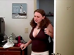 Busty pigtailed bitch gets her mouth and pussy slammed
