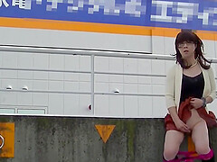 Japanese Crossdresser Outdoor Flashing.