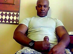Beefy Black Soldier gay soldier Jerks Off & Cums