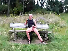 Exhibtionist handjob caught wanking in the woods