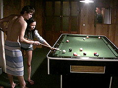 Amateur girlfirend learning how to play pool gets fucked good